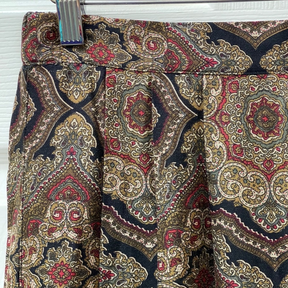 Vintage Lucia size 10 Midi Medallion Print A-Line‎ Elastic Waist Skirt Pockets